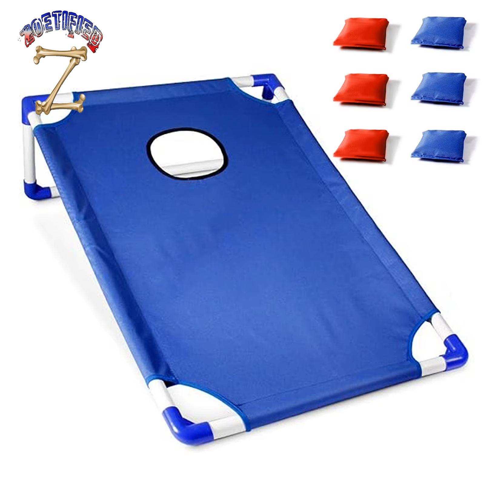 Portable Cornhole Set with 1 Cornhole Game Board and 6 Bean Bags for Yard Toss Game