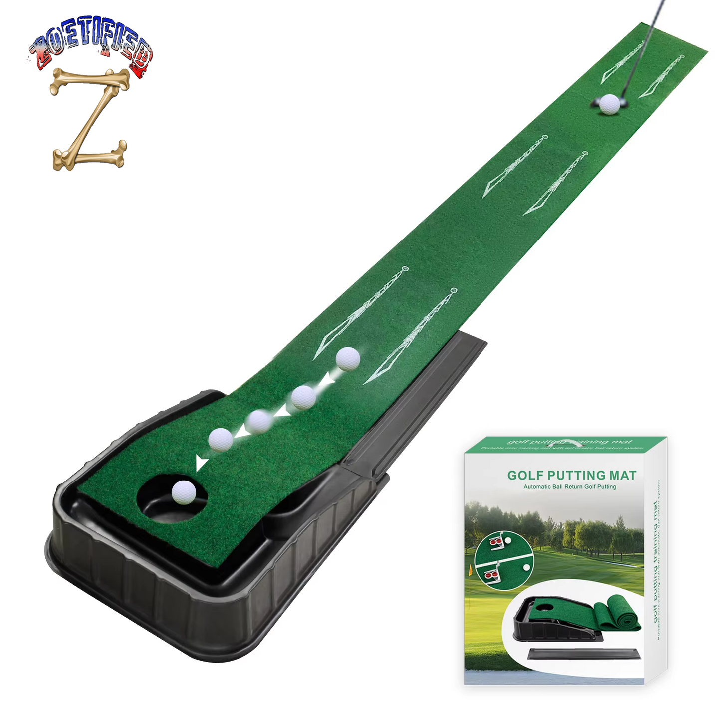 Indoor Golf Putting Mat with Auto-Ball Return and Alignment Guides Golf Putting Green