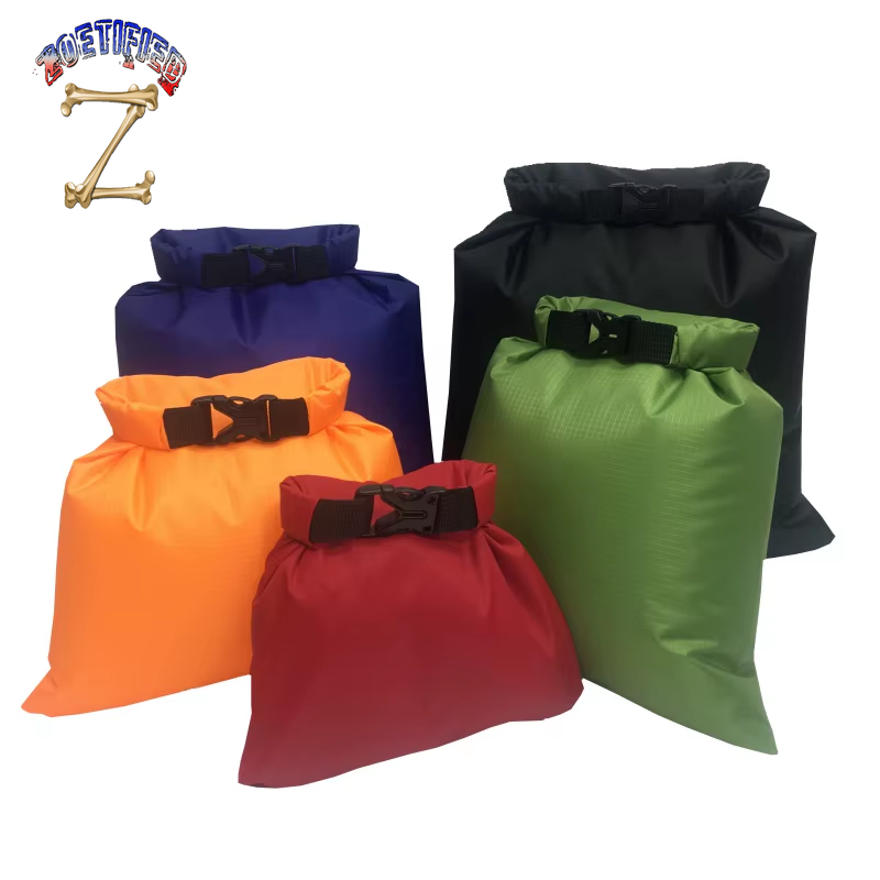 5Pcs Outdoor Waterproof Swimming Dry Bag Beach Buckled Storage Sack Camping Drifting Snorkeling Bags with Adjustable Strap Hook