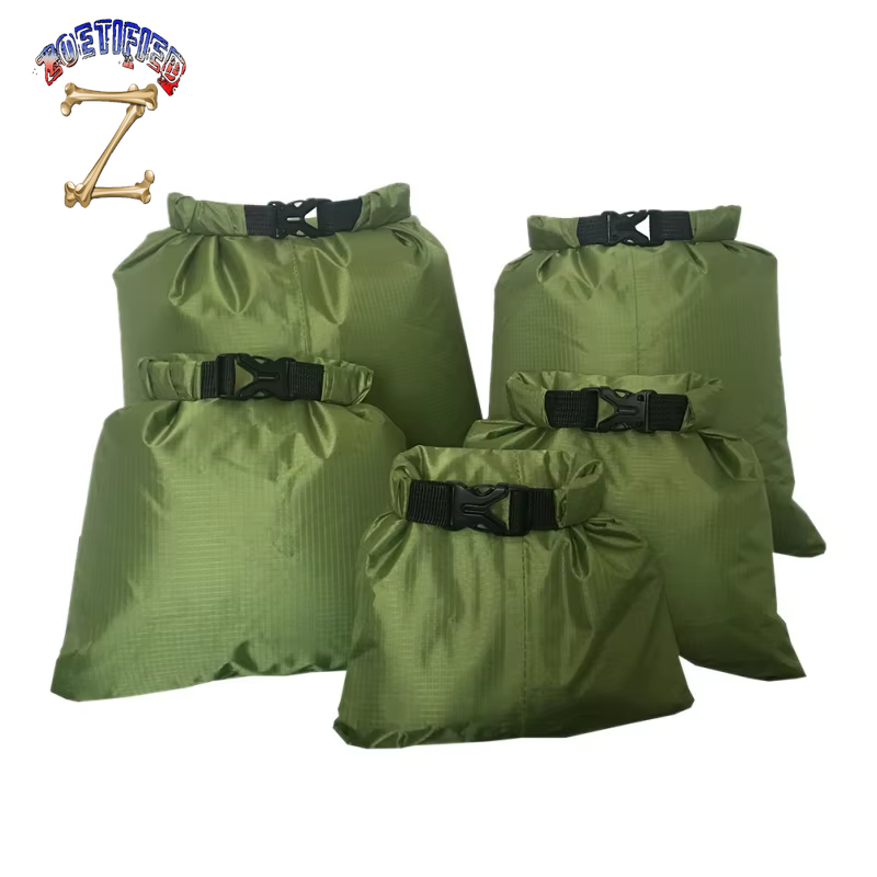 5Pcs Outdoor Waterproof Swimming Dry Bag Beach Buckled Storage Sack Camping Drifting Snorkeling Bags with Adjustable Strap Hook