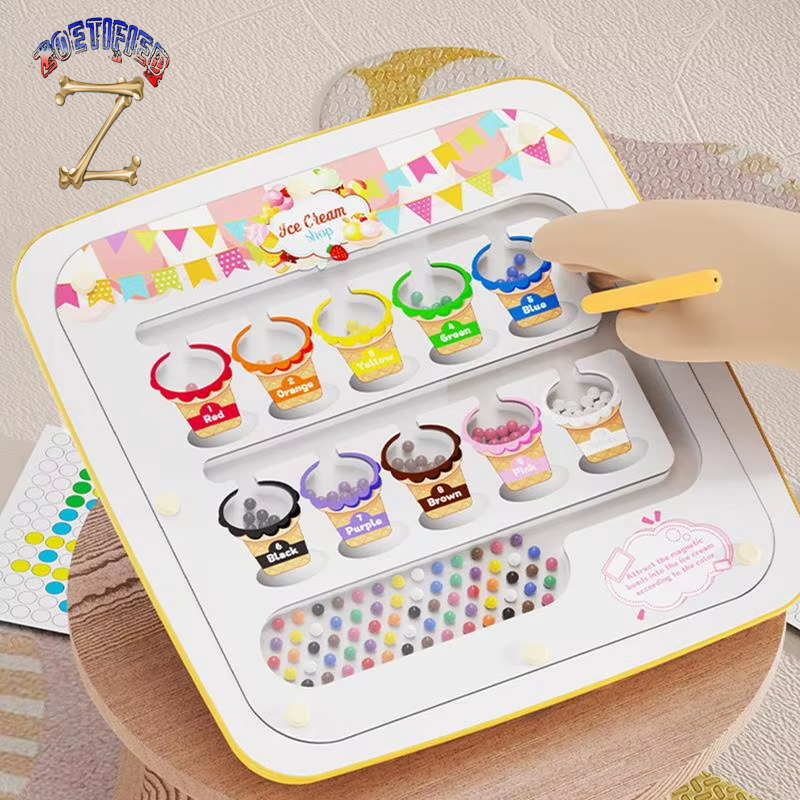 Magnetic Dots Drawing Board 2-In-1 Learning Doodle Board Magnetic Dot Art Preschool Toys Large Fine Motor Skills Toy for Kids