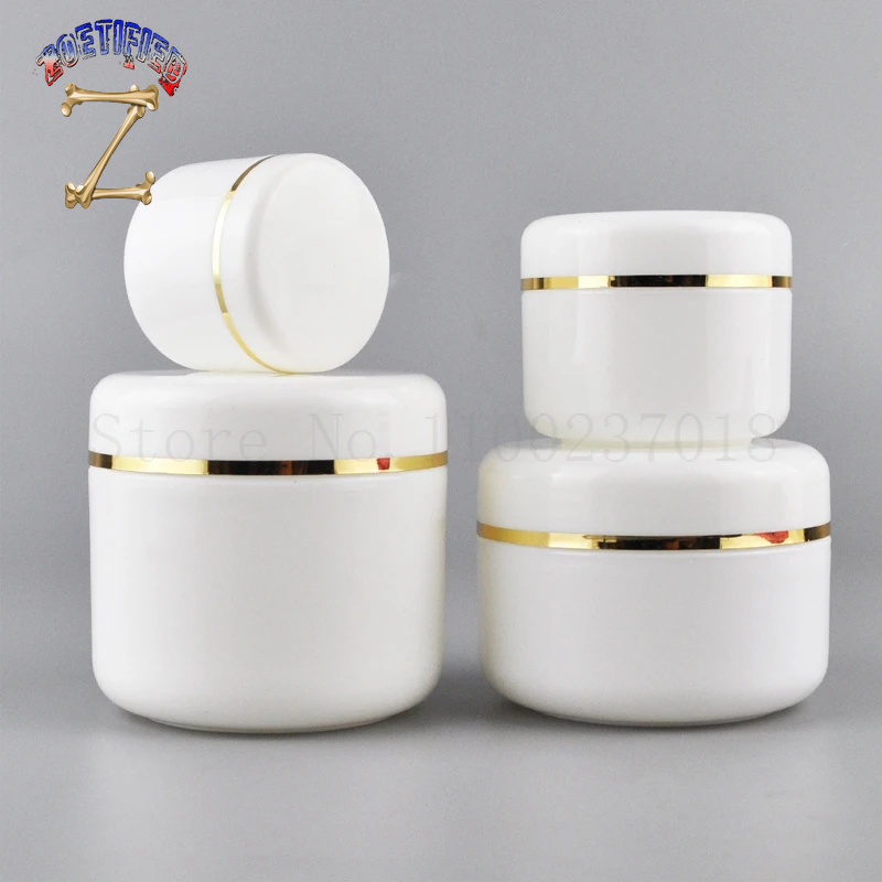 50Pcs/Lot 10G-250G White Refillable Bottles Travel Face Cream Lotion Cosmetic Container Plastic Empty Makeup Jar