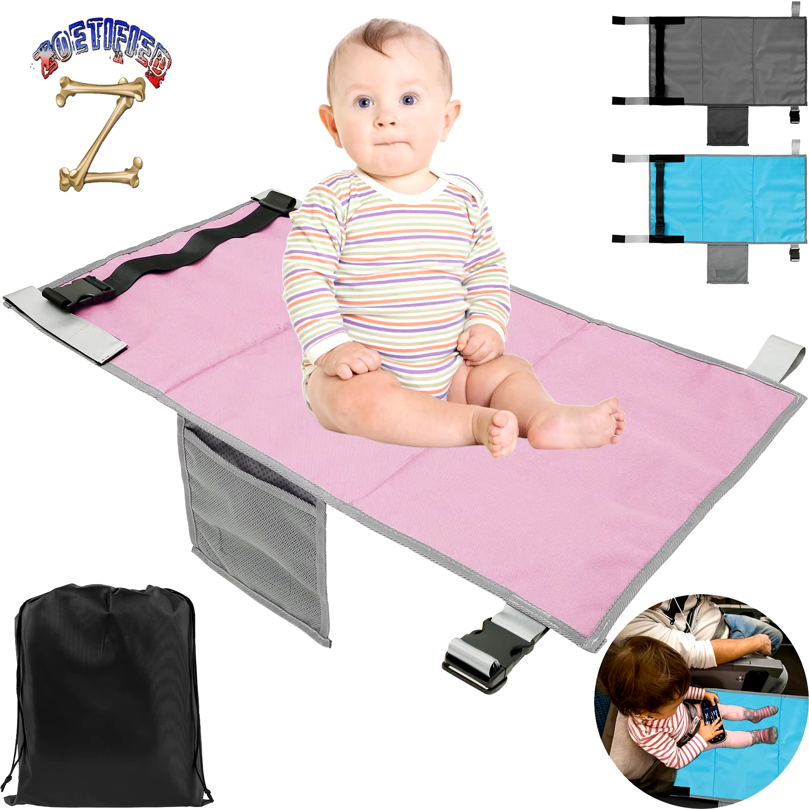 Kids Travel Airplane Bed with Storage Bag Portable Baby Airplane Car Seat Extender Leg Rest Hammock for Children Travel New