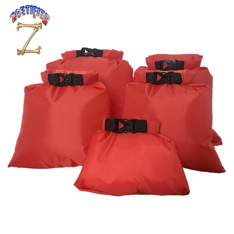 5Pcs Outdoor Waterproof Swimming Dry Bag Beach Buckled Storage Sack Camping Drifting Snorkeling Bags with Adjustable Strap Hook