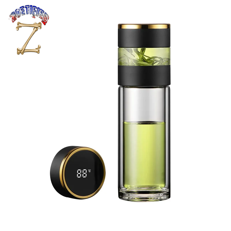 Tea Infuser Vacuum Flask Temperature LED Display 450Ml Insulated Cup Stainless Steel Tumbler Thermos Bottle Travel Coffee Mug