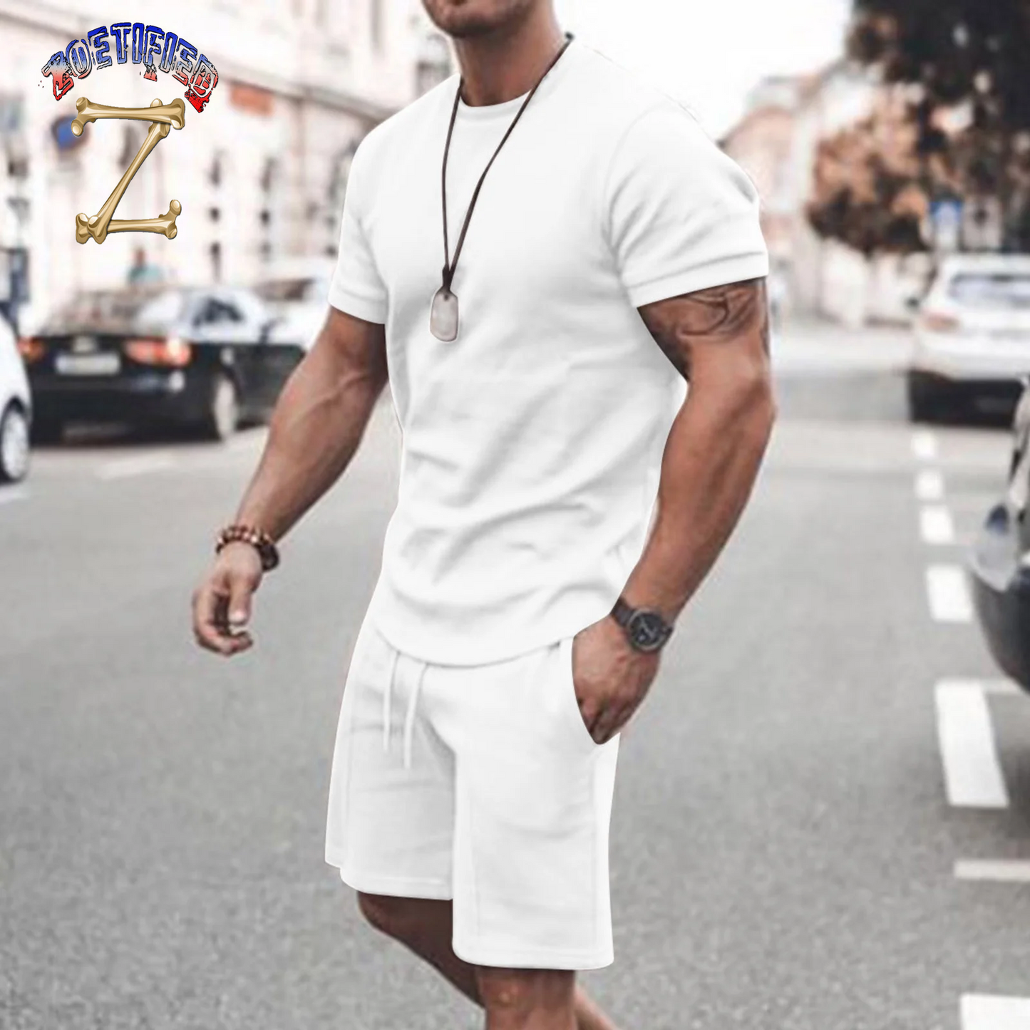 Men'S Short Sleeve T-Shirt and Shorts Set Sport Casual Crew Neck Muscle Sportswear 2 Piece Tracksuit Summer Outfits