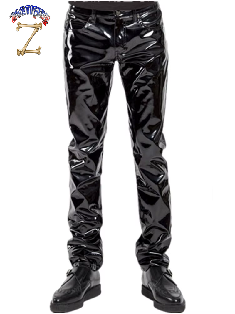 Shiny PVC Latex Trousers Men Motorcycle Black Mens Pants Fashion Faux Leather Riding Waterproof Motor Biker Male Street Pants