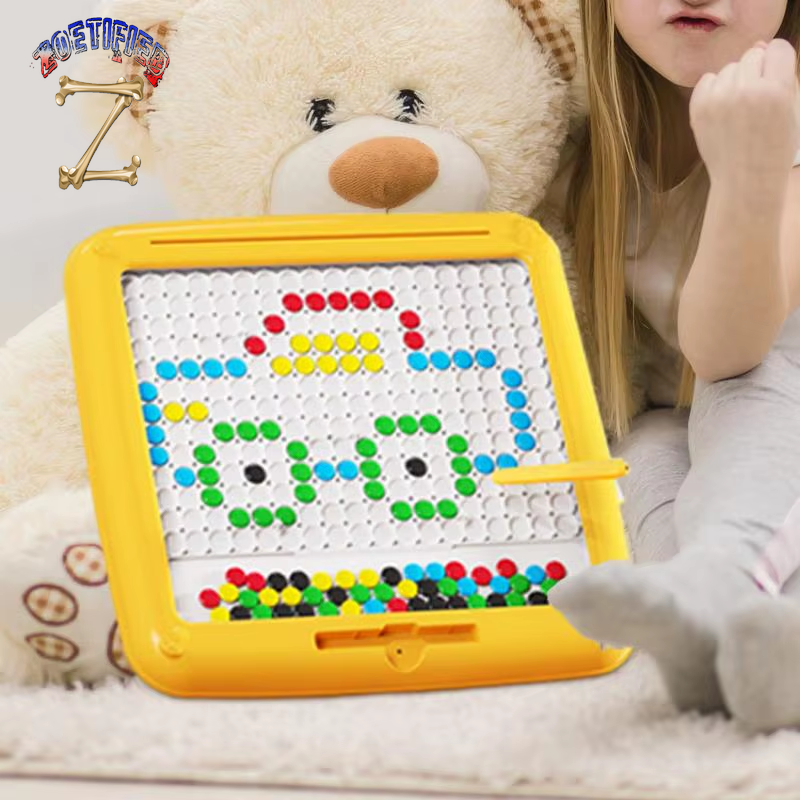 Magnetic Dots Drawing Board 2-In-1 Learning Doodle Board Magnetic Dot Art Preschool Toys Large Fine Motor Skills Toy for Kids