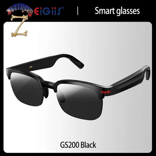 New GS200 Smart Glasses Wireless Call Music Playback Half Frame Sunglasses with Blue Light UV Protection IP67 Waterproof