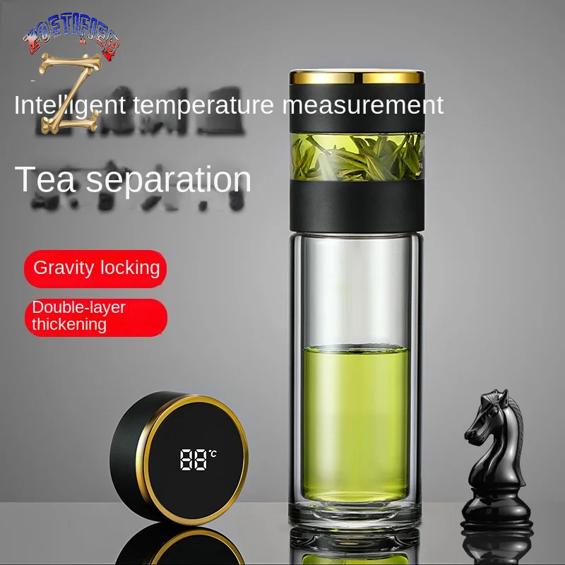 Tea Infuser Vacuum Flask Temperature LED Display 450Ml Insulated Cup Stainless Steel Tumbler Thermos Bottle Travel Coffee Mug