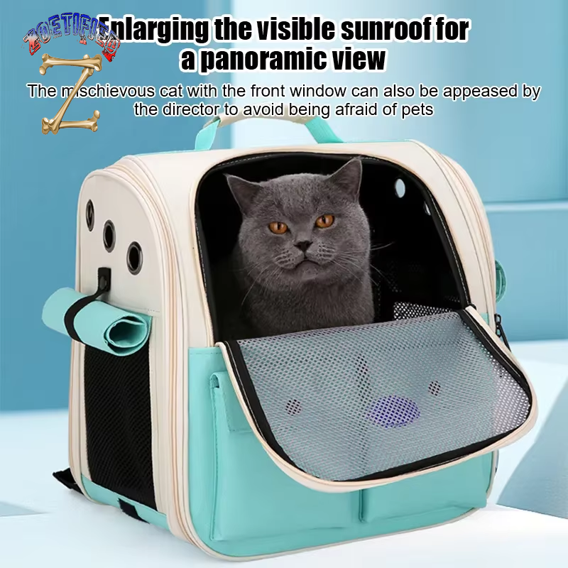 Cat Carrier Backpack Adjustable Strap Pet Carrying Bag Ventilation Large Capacity Foldable Cat Backpack for Outdoor Travel