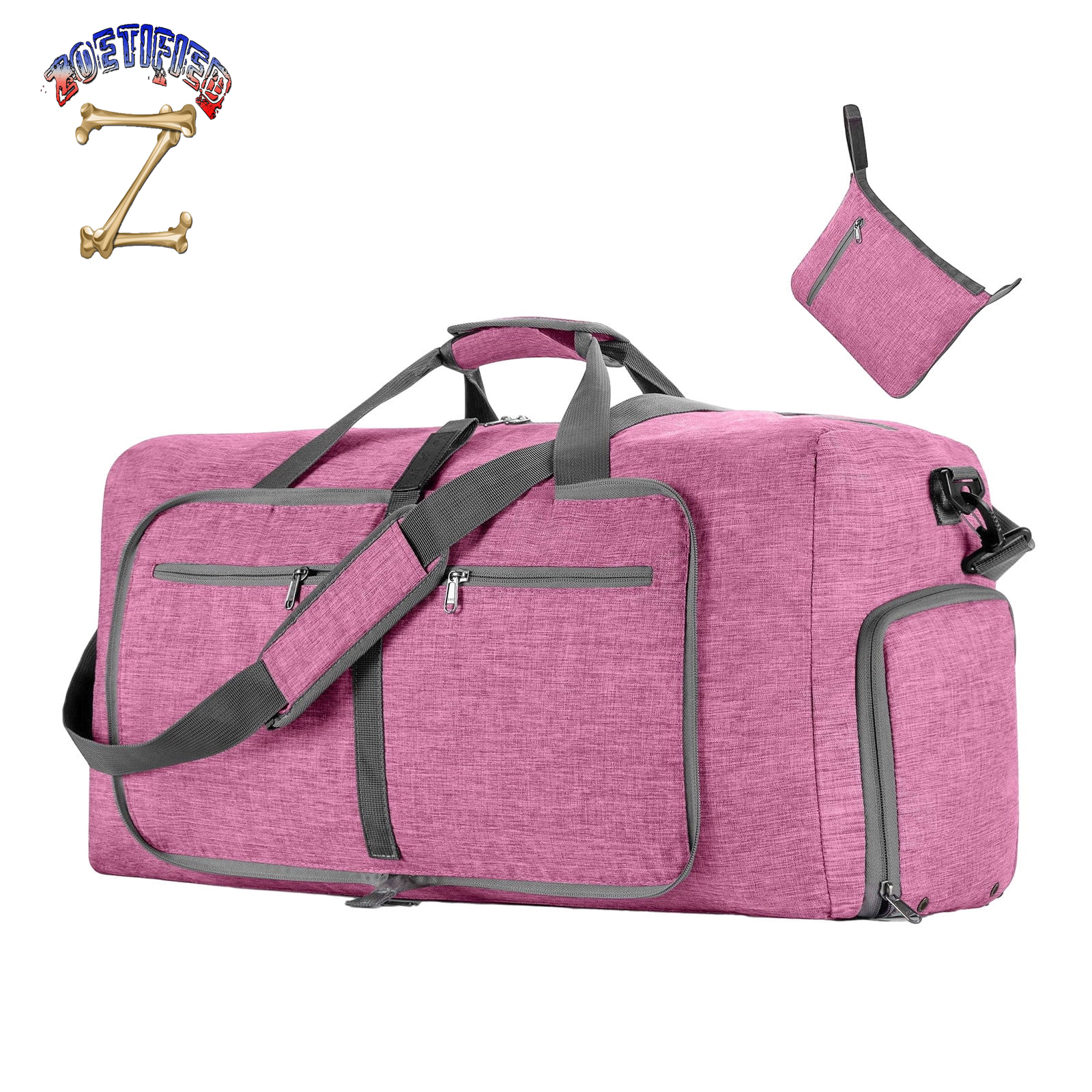 Travel Luggage Bag for Men Foldable Travel Luggage Bag with Shoe Compartment Travel Bag for Men and Women, Pink