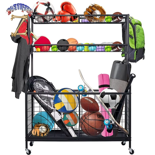 Sports Equipment Organizer, Ball Storage Rack, Garage Ball Storage, Sports Gear Storage, Rolling Sports Ball Storage Cart