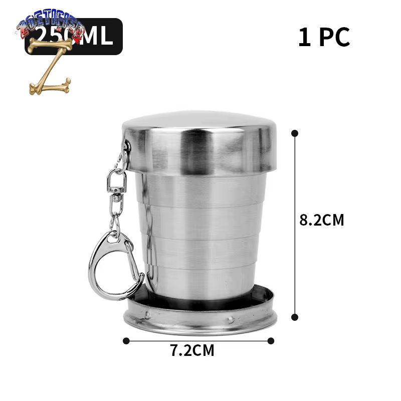 250Ml Stainless Steel Retractable Cup Outdoor Travel Toiletry Cup Portable Creative Compression Cup Mini Handy Cup Folding Cup