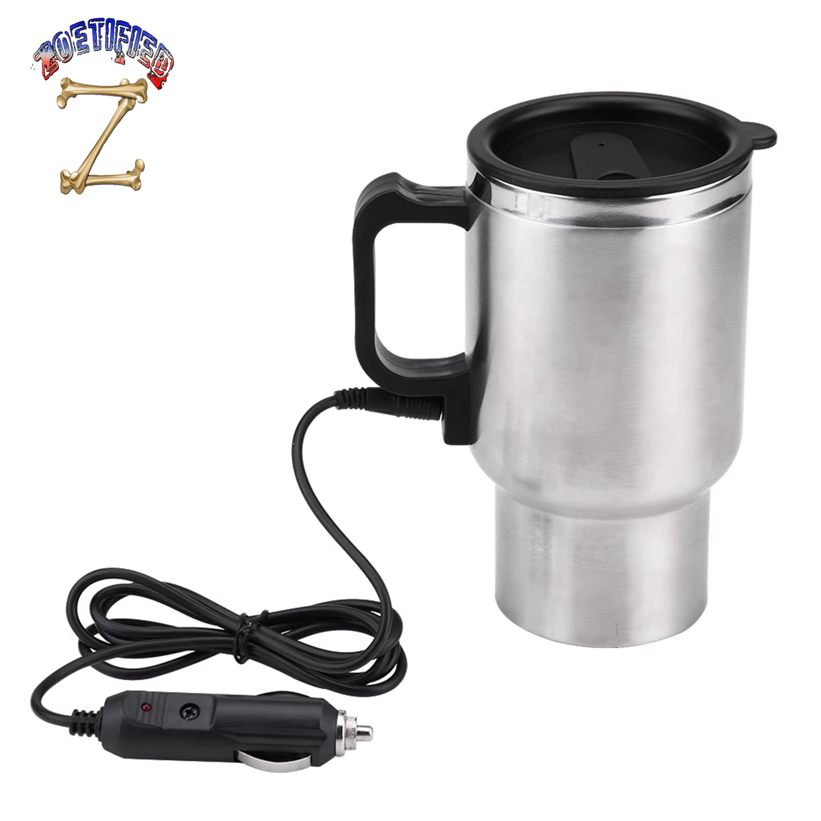 1Pcs 450Ml Stainless Steel Car Electric Kettle In-Car Kettle Travel Thermoses Heating Water Bottle Camping Travel Heated Coffee