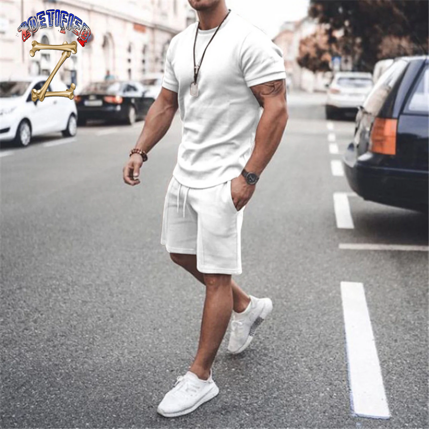 Men'S Short Sleeve T-Shirt and Shorts Set Sport Casual Crew Neck Muscle Sportswear 2 Piece Tracksuit Summer Outfits