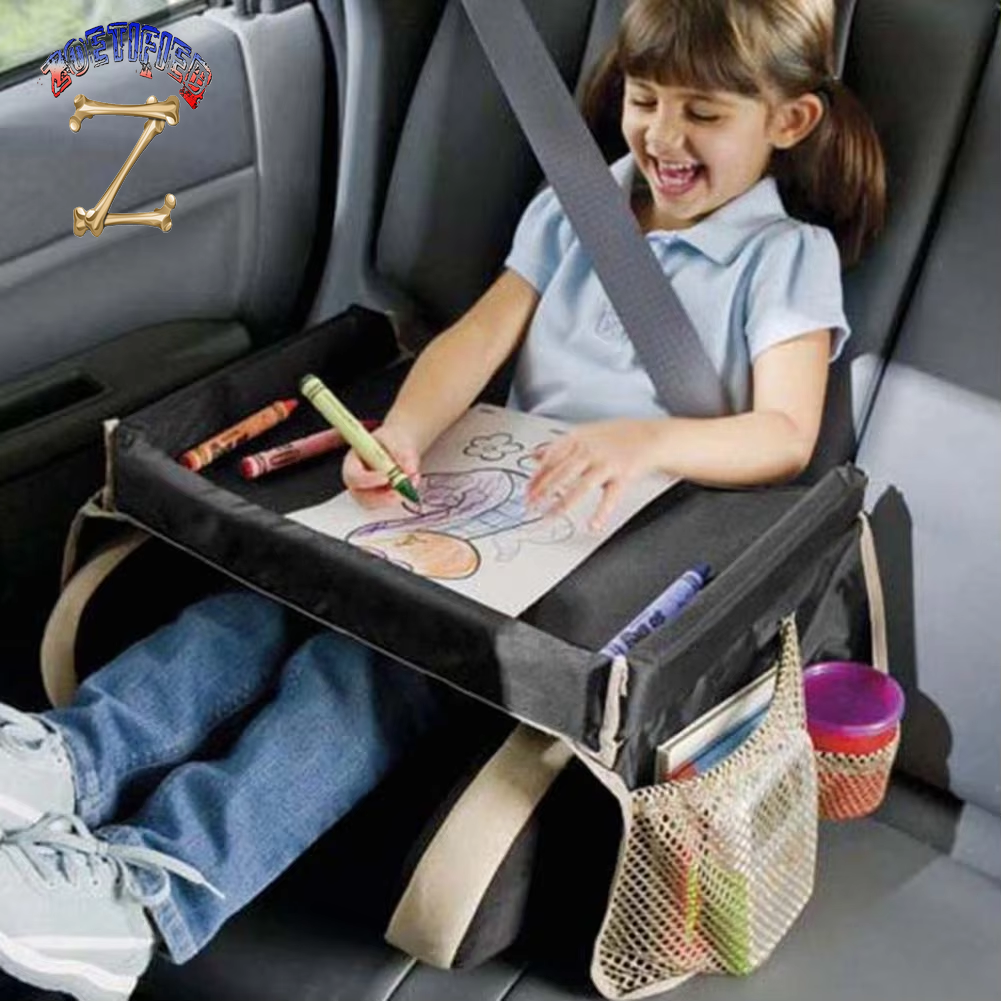 Kids Car Seat Travel Tray Waterproof Safety Seat Play Snack Draw Table Organizer Storage for Car Seats Strollers Home Travel