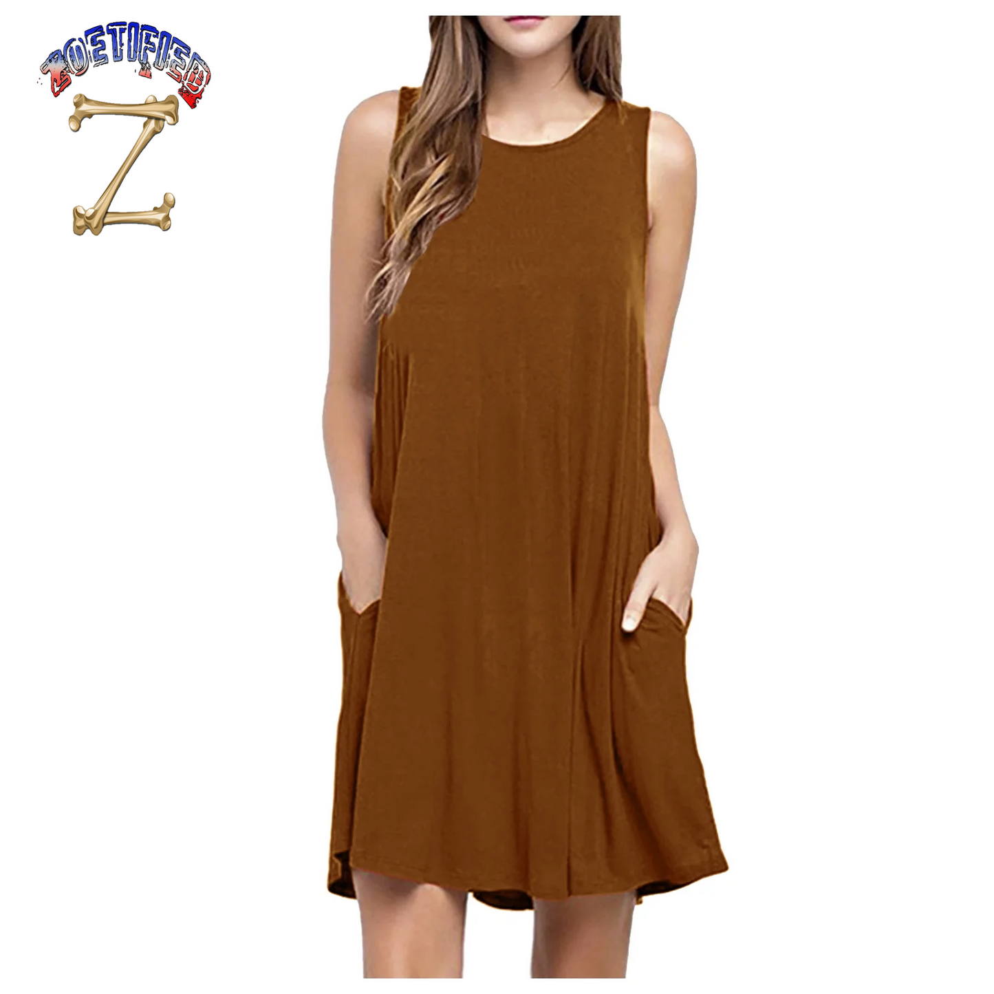 Summer Dresses for Women round Neck Casual Solid Color Sleeveless Tank Dress Loose above Knee Sun Dress