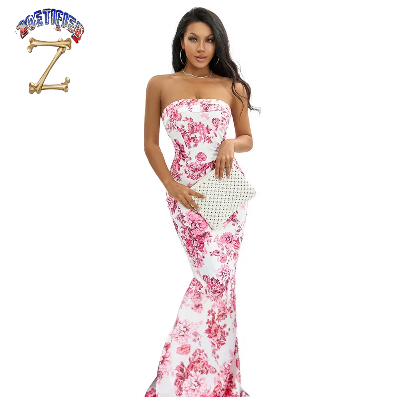 Fashion Vintage Dress for Women Off-Shoulder Sleeveless Party Elegant Strapless Bodycon Dress Sexy Robe Nightclub