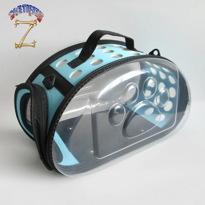 Transparent Foldable Outdoor Pet Travel Carrier Bag for Dog Cat Crossbody Portable Breathable Collapsible Travel Cat Carrier Bag