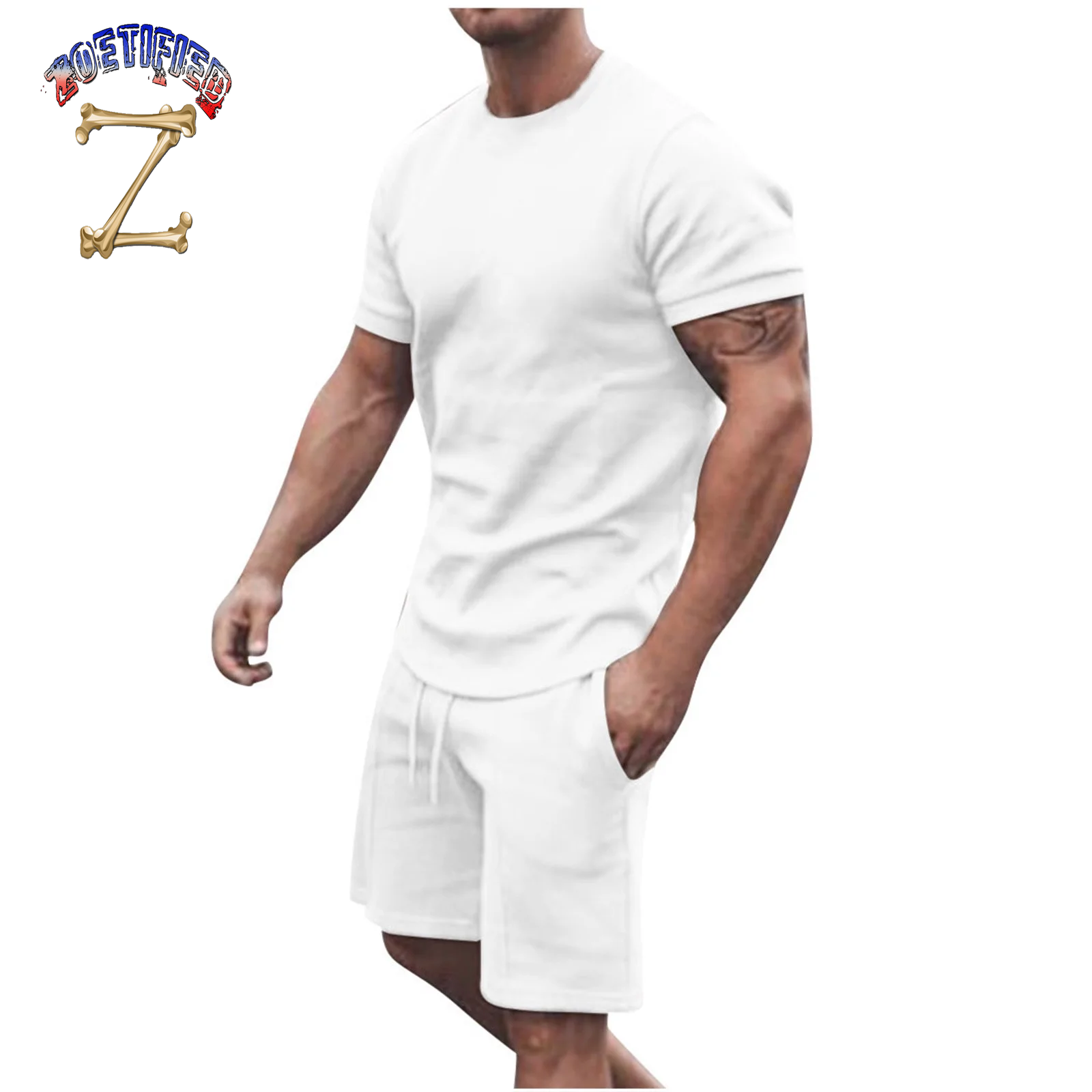 Men'S Short Sleeve T-Shirt and Shorts Set Sport Casual Crew Neck Muscle Sportswear 2 Piece Tracksuit Summer Outfits