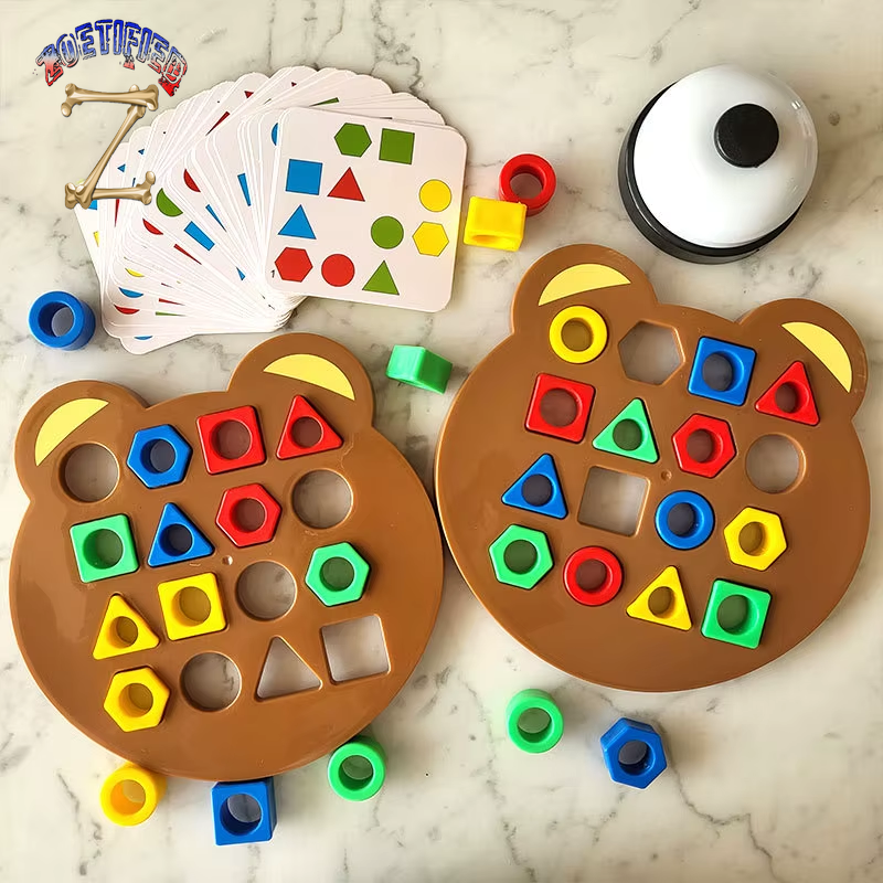 1 Set Little Bear Geometry Matching Puzzle Puzzle Montessori Education Block Parent Child Interactive Board Game