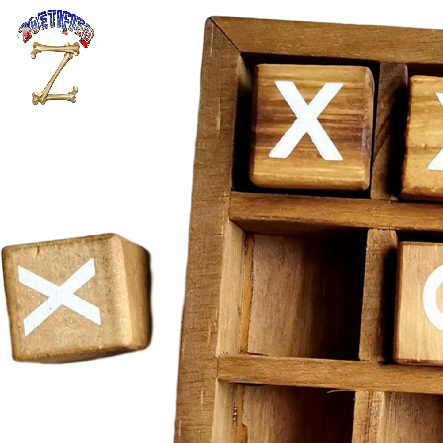 Wooden Tic TAC Toe Game Board Games Fun Indoor Brain Teaser Travel for Friends Top