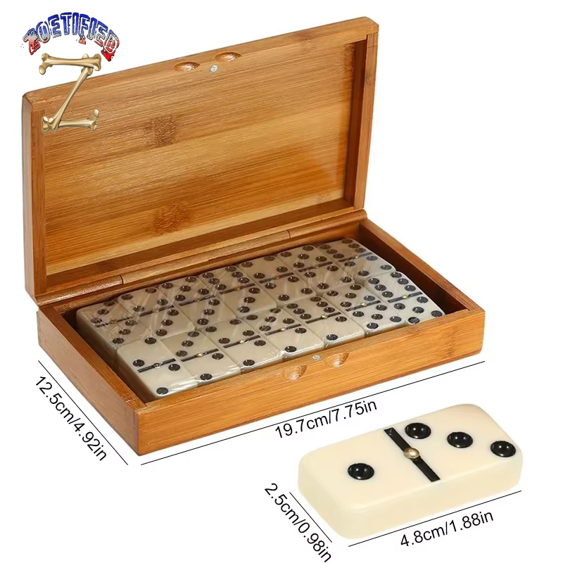 Double Six Dominoes Set Entertainment Recreational Travel Game Toy Black Dots Dominoes